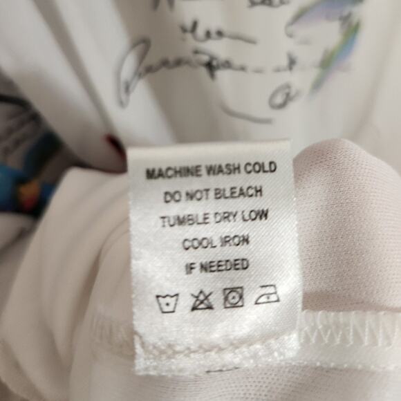 Tacera $45 Large Spaghetti Strap White Pink Green Blue Tropical Floral Sundress - Picture 6 of 10